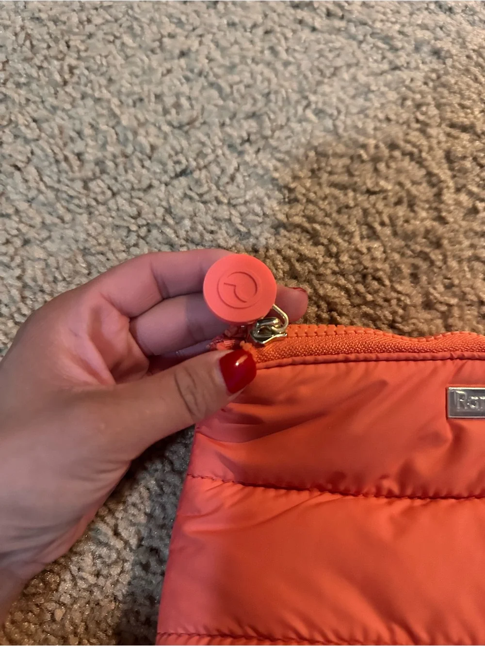 NWOT RARE BEAUTY Puffy Makeup Bag in Happy